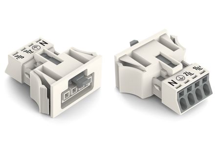 WAGO 890 Series Snap-in Connector Female Push-in, 4-Pole, 16A, 4-Way, IP40