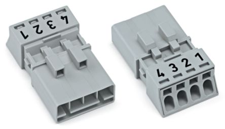 WAGO 890 Series Plug-in Male Lighting Connector Male Cage Clamp, 4-Pole, 16A, 4-Way, IP20, IP40