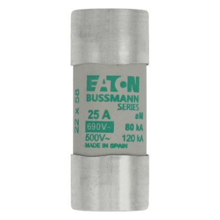 Eaton 25A AM Ceramic Cartridge Fuse, 22 x 58 mm