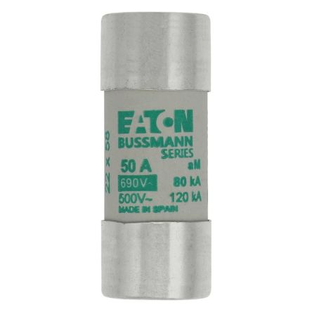Eaton 50A AM Ceramic Cartridge Fuse, 22 x 58 mm