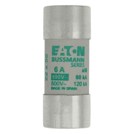 Eaton 6A AM Ceramic Cartridge Fuse, 22 x 58 mm