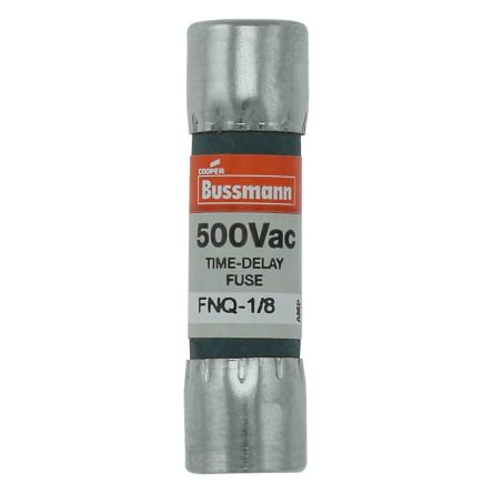 Eaton 0.125A Time Delay Nickel Plated Spring Brass Cartridge Fuse, 0.41 x 0.41 in