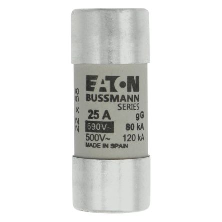 Eaton 25A GG Cartridge Fuse, 22 x 58 mm