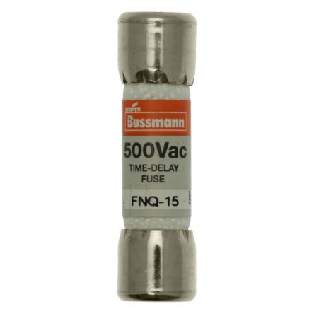 Eaton 15A Nickel Plated Bronze Cartridge Fuse, 1.5 x 0.41 in