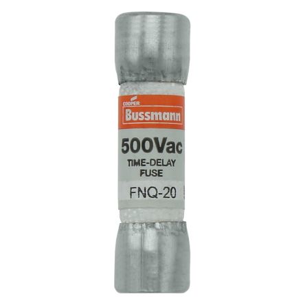 Eaton 20A Nickel Plated Bronze Cartridge Fuse, 1.5 x 0.41 in