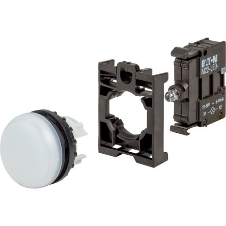 Eaton, Eaton Moeller, Panel Mount White LED Indicator, 22.5 mm Cutout, IP67, IP69K, Round