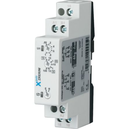 Eaton ZRER Series DIN Rail Timer Relay, 1-Contact, 24 to 240 V ac/dc 24V ac, 240 V ac, 0.05 to 360000 s, 2-Function,