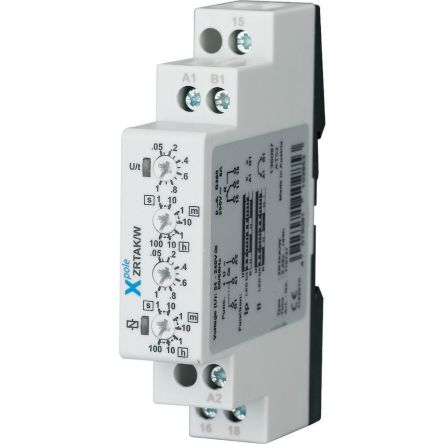 Eaton ZRTAK Series DIN Rail Timer Relay, 1-Contact, 24 to 240 V ac/dc 24V ac, 240 V ac, 0.05 to 360000 s, 2-Function,