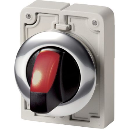Eaton M30 Series 2 Position Illuminated Selector Switch Head, 30 mm Cutout, Red Handle, IP66