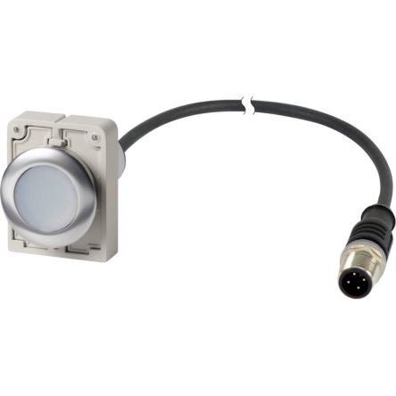 Eaton C30C Series Push Button Switch, Cable, 30.5 mm Cutout, 1 NO, White LED, IP67, IP69K 800 V ac