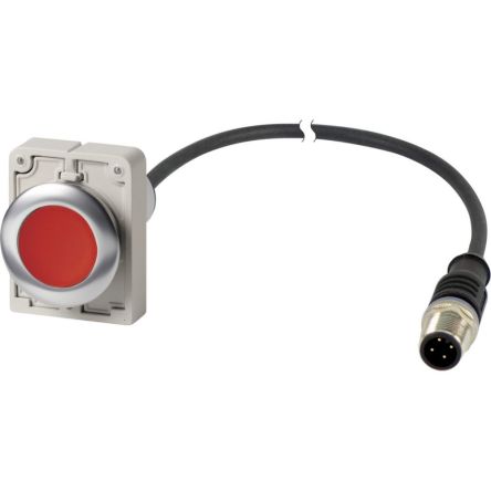 Eaton C30C Series Push Button Switch, Maintained, Cable, 30.5 mm Cutout, 1 NC, Red LED, IP67, IP69K 800 V ac