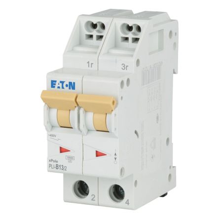 Eaton Eaton Moeller Miniature Circuit Breaker, 2-Pole, 13A, Type B, 400V ac AC, 10 kA Breaking Capacity