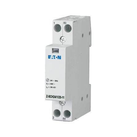 Eaton Z-SCH Installation Contactor, 24V Coil, 2-Pole, 25 A 24V, 1 NO/1 NC, 440V