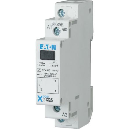 Eaton DIN Rail Impulse Relay, 12V ac Coil, 16A Switching Current, SPST
