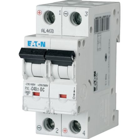 Eaton xPole - PXL PXL Miniature Circuit Breaker, 2-Pole, 40A, Type C, 440V ac AC, 48 V dc DC, 10 kA Breaking Capacity