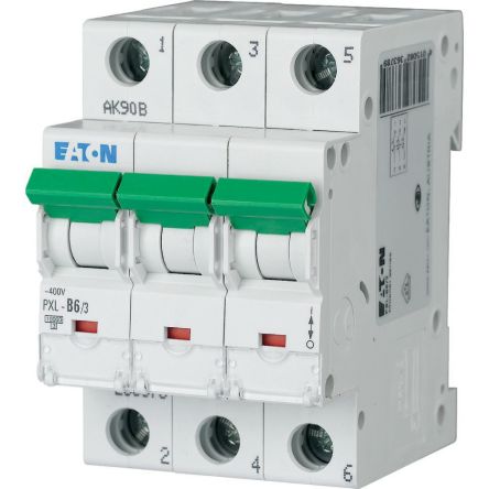 Eaton xPole - PXL PXL Miniature Circuit Breaker, 3-Pole, 6A, Type D, 400V ac AC, 10 kA Breaking Capacity