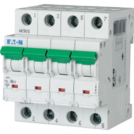 Eaton xPole - PXL PXL Miniature Circuit Breaker, 4-Pole, 6A, Type B, 400V ac AC, 10 kA Breaking Capacity