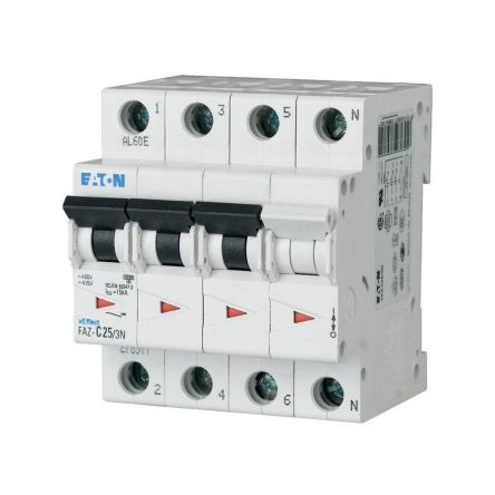 Eaton xEffect FAZ Miniature Circuit Breaker, 3-Pole, 3.5A, Type D, 400V ac AC, 10 kA Breaking Capacity