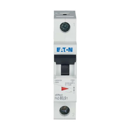 Eaton xEffect FAZ Miniature Circuit Breaker, 1-Pole, 3.5A, Type B, 230V ac AC, 48 V dc DC, 10 kA Breaking Capacity