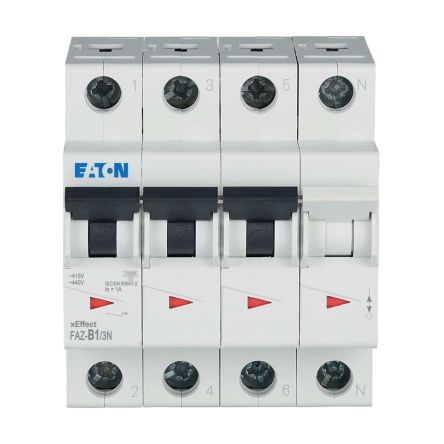 Eaton xEffect FAZ Miniature Circuit Breaker, 3-Pole, 1A, Type B, 400V ac AC, 15 kA Breaking Capacity