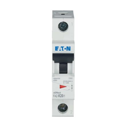 Eaton xEffect FAZ Miniature Circuit Breaker, 1-Pole, 20A, Type K, 230V ac AC, 48 V dc DC, 10 kA Breaking Capacity