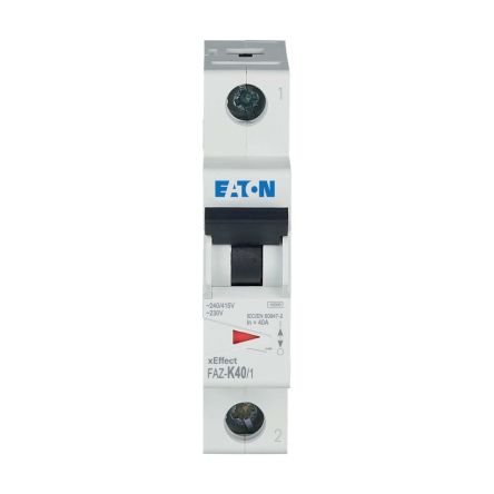 Eaton xEffect FAZ Miniature Circuit Breaker, 1-Pole, 40A, Type K, 230V ac AC, 48 V dc DC, 10 kA Breaking Capacity