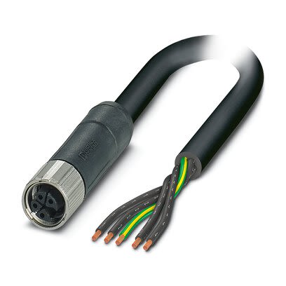 Phoenix Contact 14148, 5 m 5 Core Power Cable, Black, Grey Polyvinyl Chloride 80 °C
