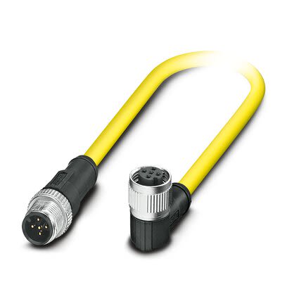 Phoenix Contact Male 5 way M12, M12, Straight, Straight to Female 5 way Angled Socket M12, Angled Socket M12