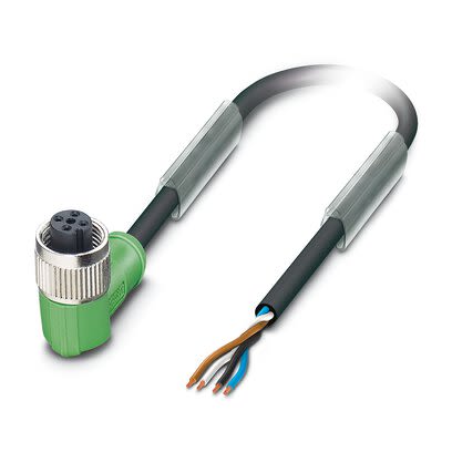 Phoenix Contact Free Cable End to Female 4 way Angled Socket M12 Actuator/Sensor Cable, 3 m