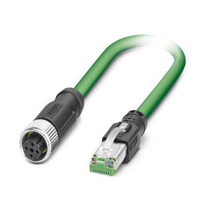 Phoenix Contact, 5 m Cat5 Ethernet Cable, Green M12 to Female RJ45 Polyurethane Sheath, Shielded