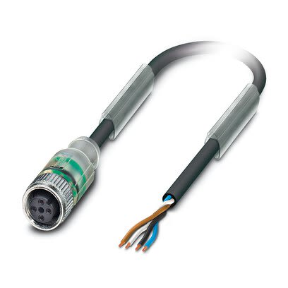 Phoenix Contact Free Cable End, Free Cable End to Female 4 way M12, M12, Straight, Straight Sensor Actuator Cable, 3 m