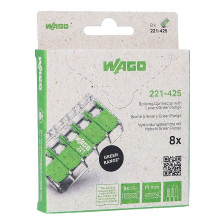 WAGO, 221 Wire Splice Splice Connector, Clear, Insulated 12 AWG