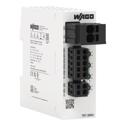 WAGO 1 to 10 A 787 Electronic Circuit Breaker 10A 24V, 4 channels, DIN Rail