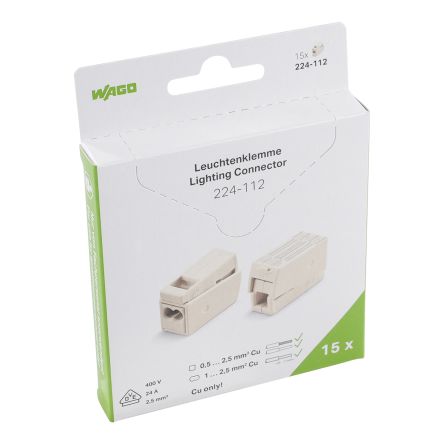 WAGO 224 Series Pluggable Terminal Block, 2-Contact, 224-112/995-015