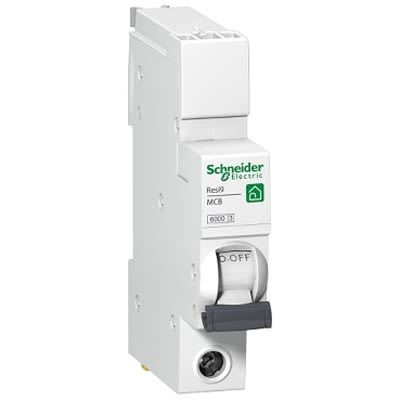 Schneider Electric Resi9 R9F Miniature Circuit Breaker, 1-Pole, 32A, Type B, 230V ac AC, 6000 A Breaking Capacity