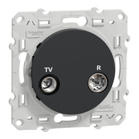 Schneider Electric Female IEC 9.52 mm, Type F, Male IEC 9.52 mm Anthracite Male 1 Outlet Socket, Flush