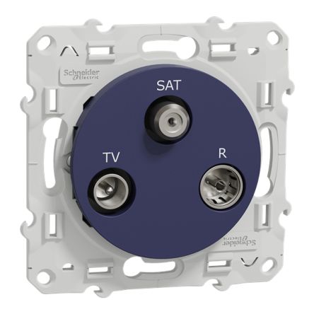 Schneider Electric Type F, Female IEC 9.52 mm, Male IEC 9.52 mm Cobalt Blue Male 1 Outlet Socket, Flush