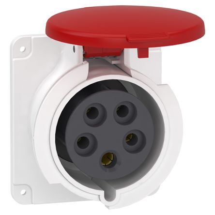 Schneider Electric, PKF32G435 IP67 Grey Panel Mount Mount 3P+N+PE Straight Industrial Power Connector, 125A, 415V Phase