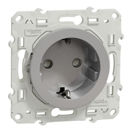 Schneider Electric Odace 2011 Grey, White Plug Socket, 16A, Schuko