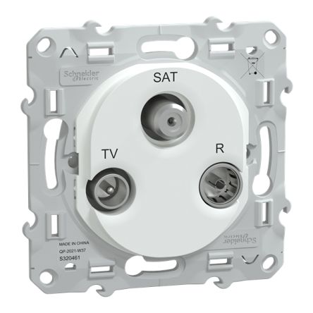 Schneider Electric F White Male Socket, Flush