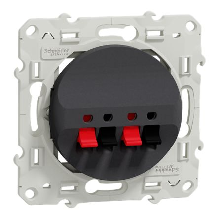 Schneider Electric Anthracite Male 2 Outlet Socket, Flush