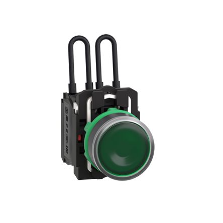 Schneider Electric, XB5A, Screw Green LED Pilot Light, 22.5 mm Cutout, IP66, IP67, IP69, IP69K, Round, 24V
