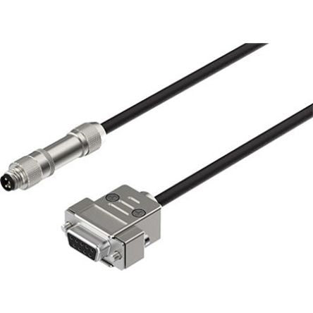 Festo NEBC Control Cable, 9 Cores, 0.34 mm² CSA 22, Screened, 1.5 m, Black Thermoplastic Elastomer Sheath