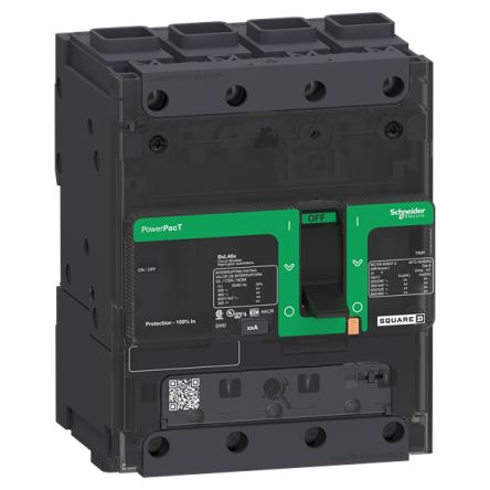 Schneider Electric, PowerPact, PowerPact Circuit Breaker 4-Pole 15A, Breaking Capacity 25 kA, DIN Rail, Screw