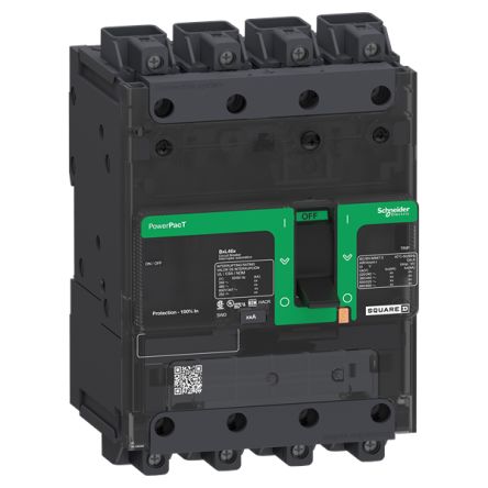 Schneider Electric, PowerPact, PowerPact Circuit Breaker 4-Pole 50A, Breaking Capacity 65 kA, DIN Rail, Screw