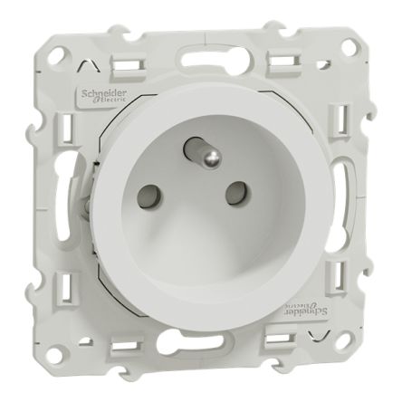 Schneider Electric Odace 2011 White Plug Socket, 16A, French 2P