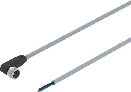 Festo Female 3 way M8, Right Angle to 3 way Straight Actuator/Sensor Cable, 5 m