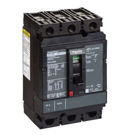 Schneider Electric, PowerPact, PowerPact Molded Case Circuit Breaker 3-Pole 10A, Breaking Capacity 18 kA, DIN Rail