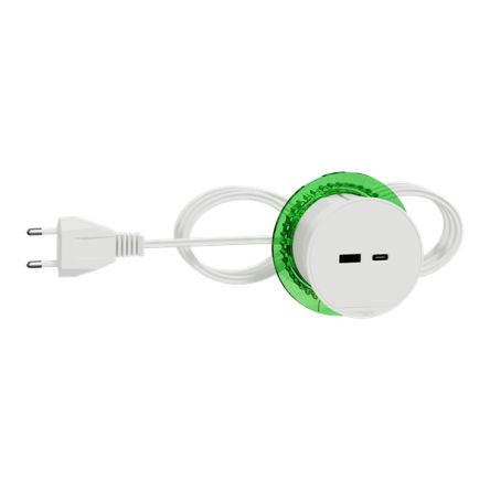 Schneider Electric 2 m 2 Socket USB Type C, USB Type A Extension Lead, 5V, IP20