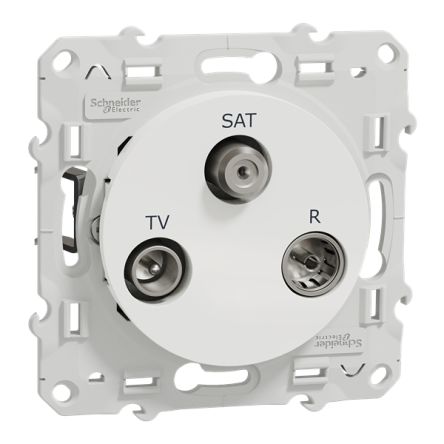 Schneider Electric Male IEC 9.52 mm, Type F, Female IEC 9.52 mm White Male 1 Outlet Socket, Flush